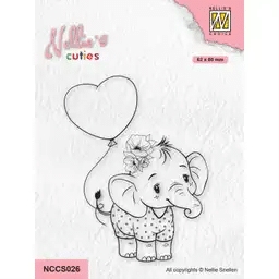 Nellie Snellen  Nellie's Cuties Clear Stempels Elephant with heartballoon