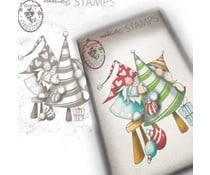 Polkadoodles Gnome Decorating The Tree Clear Stamp