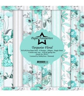 Paper Favourites Turquoise Floral 30,5x30,5 cm Paper Pack
