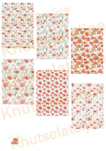 Poppy patternpapier (6blz)