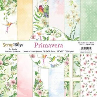 ScrapBoys Primavera paperset 12 vl+cut out elements-DZ 30.5 op 30.5cm