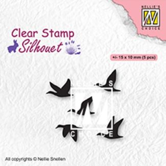 Clear stamps silhouettes, Flying birds