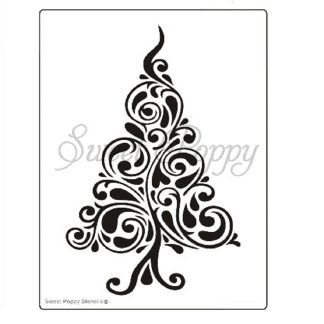 Sweet Poppy Stencil: Christmas Tree Swirl