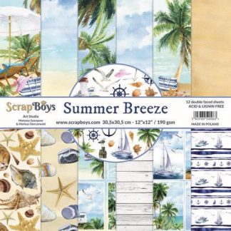 ScrapBoys Summer Breeze paperset 12 vl+cut out elements-DZ 30.5 op 30.5cm