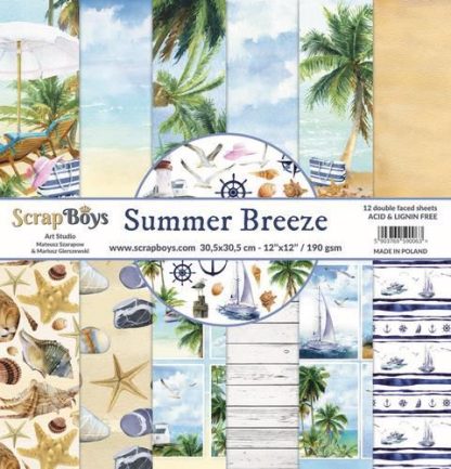 ScrapBoys Summer Breeze paperset 12 vl+cut out elements-DZ 30.5 op 30.5cm