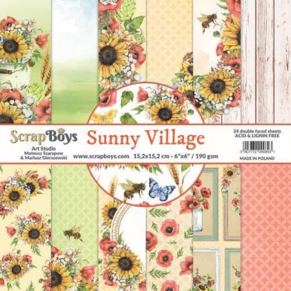 ScrapBoys Sunny Village paperpad 24 vl+cut out elements-DZ 15.2 op 15.2 cm