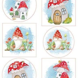 Marianne D Decoupage Gnomes paddenstoelen