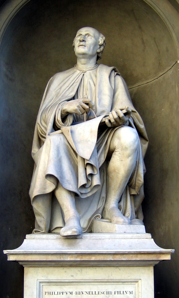 Filippo Brunelleschi, standbeeld aan de dom van Florence