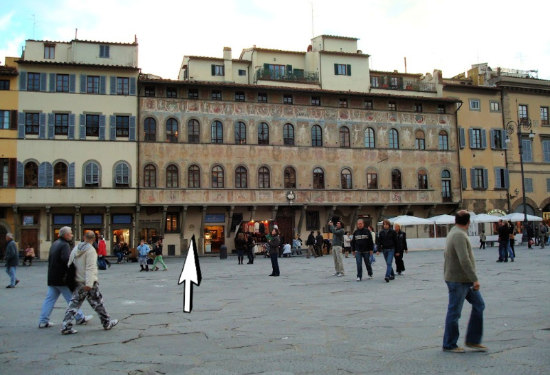 Marmeren cirkel op Palazzo dell’Antella, Piazza Santa Croce, Florence