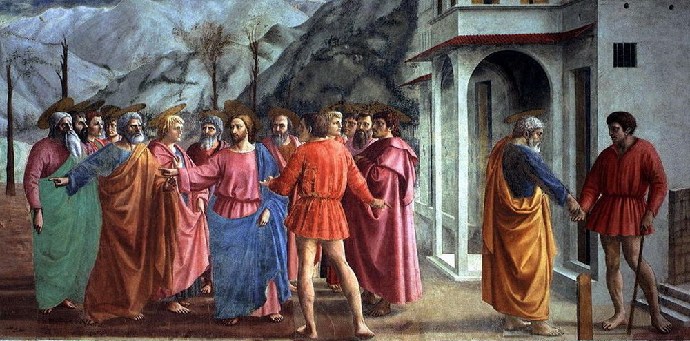 Masaccio, De cijnspenning in de Brancacci-kapel in Santa Maria del Carmine