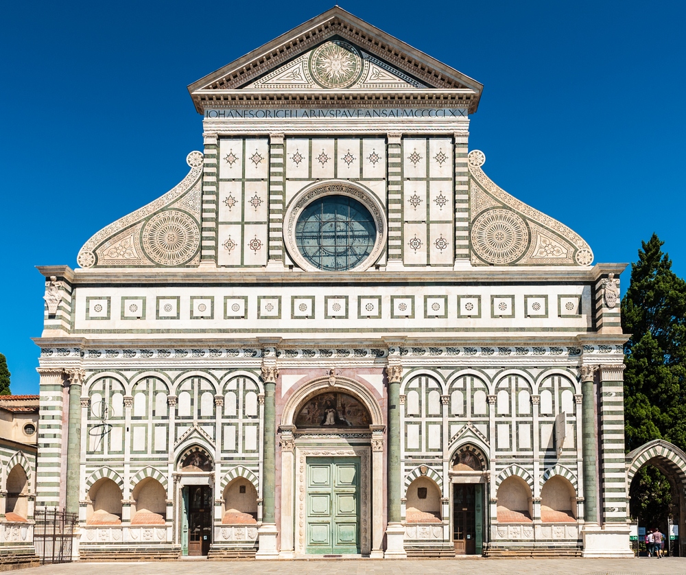 Voorgevel van de Santa Maria Novella-kerk in Florence door Leon Battista Alberti