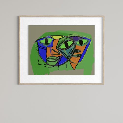 Natural oak frame, white mat