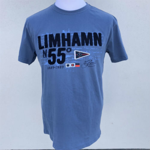 Blå t-shirt med Limhamns på bröstet från Kokkolit