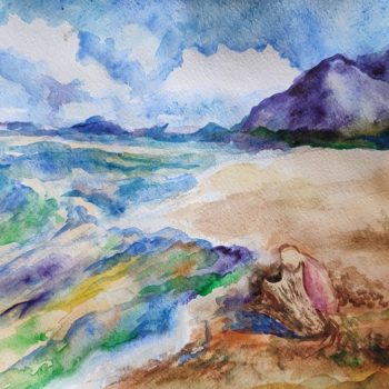 Watercolor marine landscape