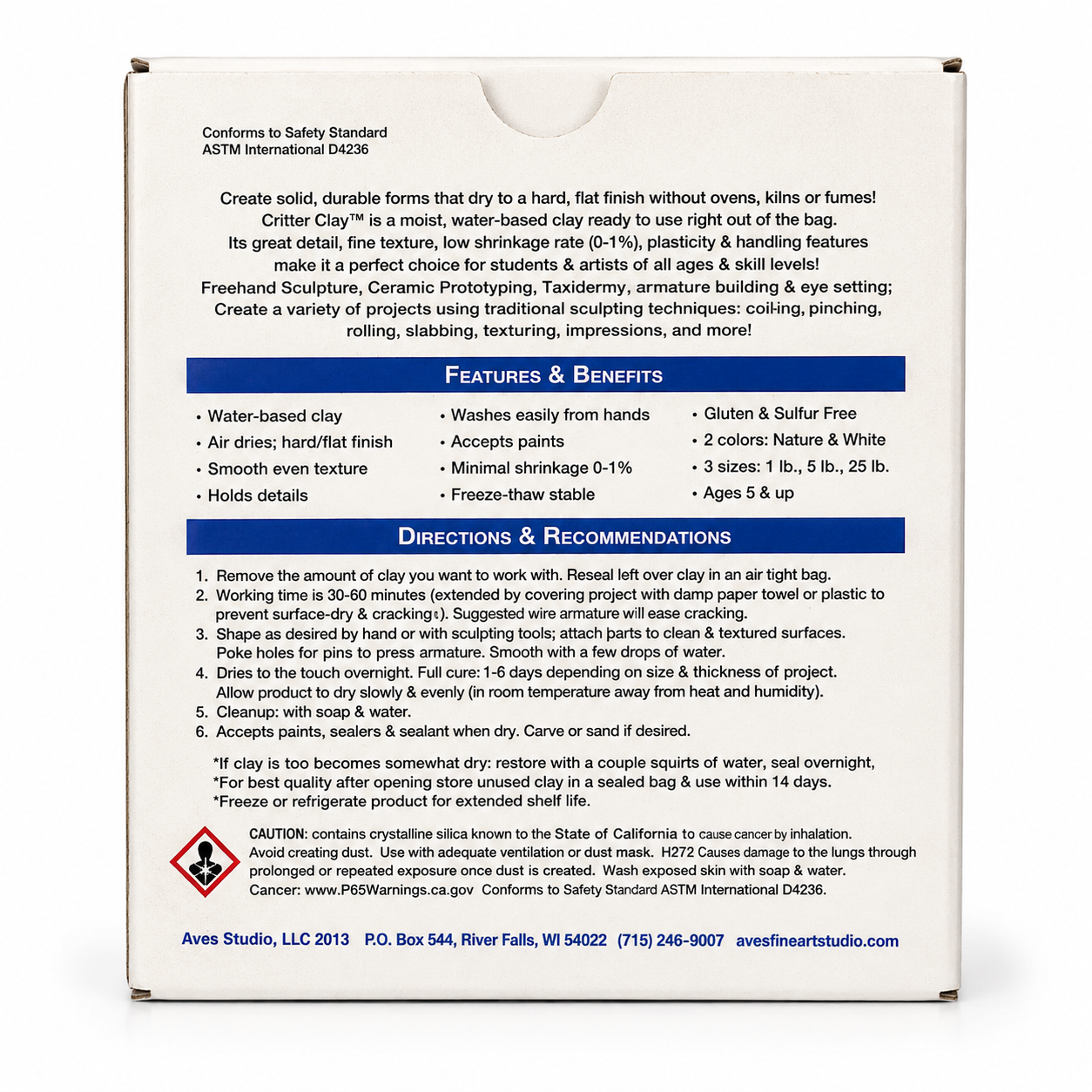 Critter Clay 2,27 kg – instruktioner och produktinformation