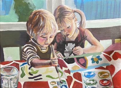 Två barn som målar, Ester Sannerud, Konstnärshuset Svavel