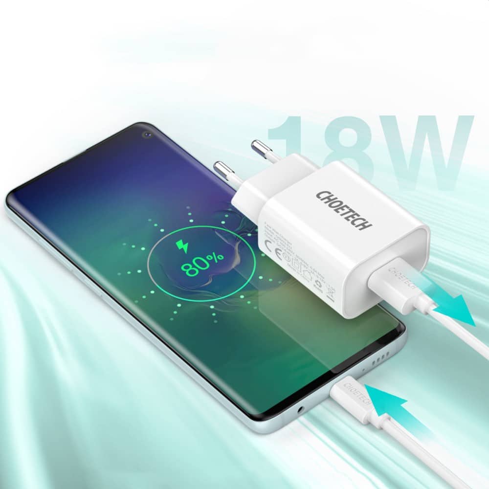 Choetech Snellader Adapter USB-A Poort 18W - Wit