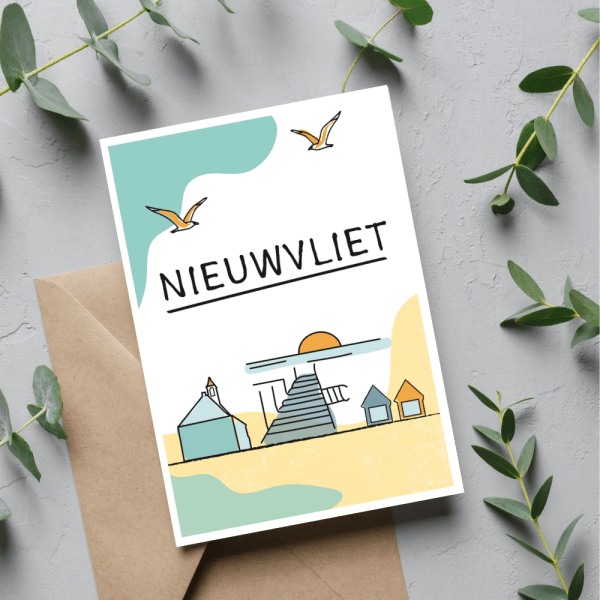 Kaart Nieuwvliet A6 ansichtkaart kaartje kaartenset Zeeland