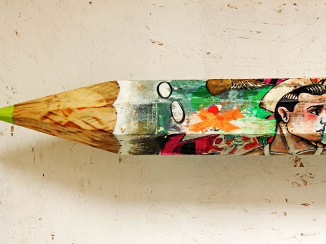 EPIC PENCIL - Mega huge 110cm  wooden pencil "Atelier 63" Studio Sign