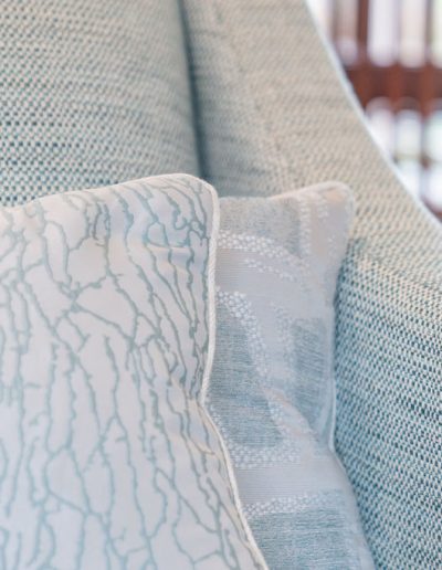 Cushions in duck egg blue with modern design