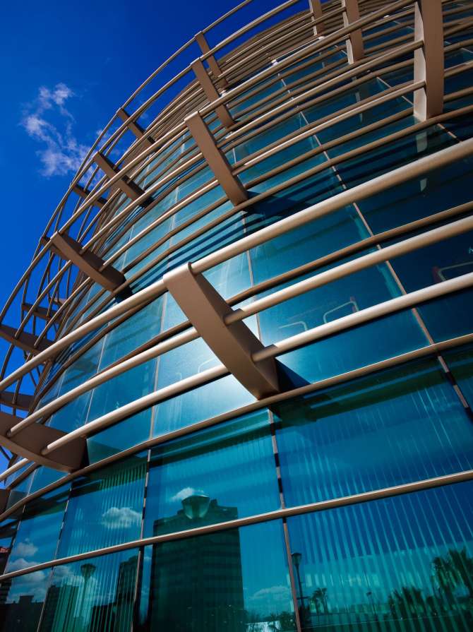 Office buildings Office building on the basis of large windows and of modern style