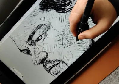 illustratør, tegne, nettbrett