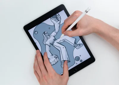 illustratør, tegne, nettbrett