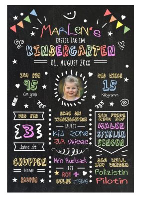 Meilensteintafel Chalkboard Geschenk Zum Kitastart Kindergartenstart Personalisiert Mädchen Junge 1