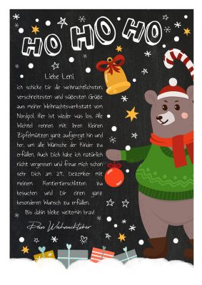 Brief Vom Weihnachtsmann Vorlage Post Zum Ausdrucken Personalisierbar Meilensteintafel Chalkboard Weihnachtsbär