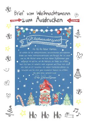 Brief Vom Weihnachtsmann Post Vorlage Zum Ausdrucken Personalisiert Chalkboard Meilensteintafel Weihnachten Wichtel 0