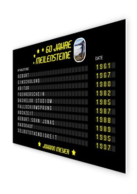 Meilensteintafel Chalkboard Geschenk 60. Geburtstag Departure Board Flughafen Abflugtafel Personalisiert Simple Q04