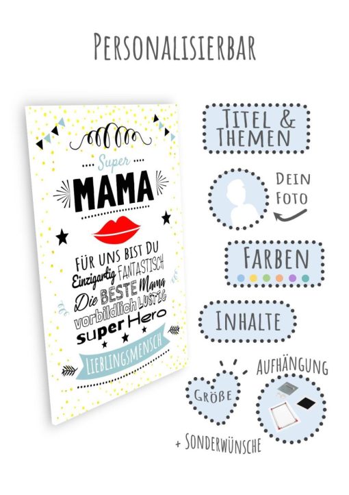Meilensteintafel Muttertag Geschenk Chalkboard Personalisiert Super Mama White Chalk09