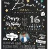 Meilensteintafel 16. Geburtstag Geschenk Teenager Personalisierbar Geburtstagstafel Chalkboard Chalk O Classic 2