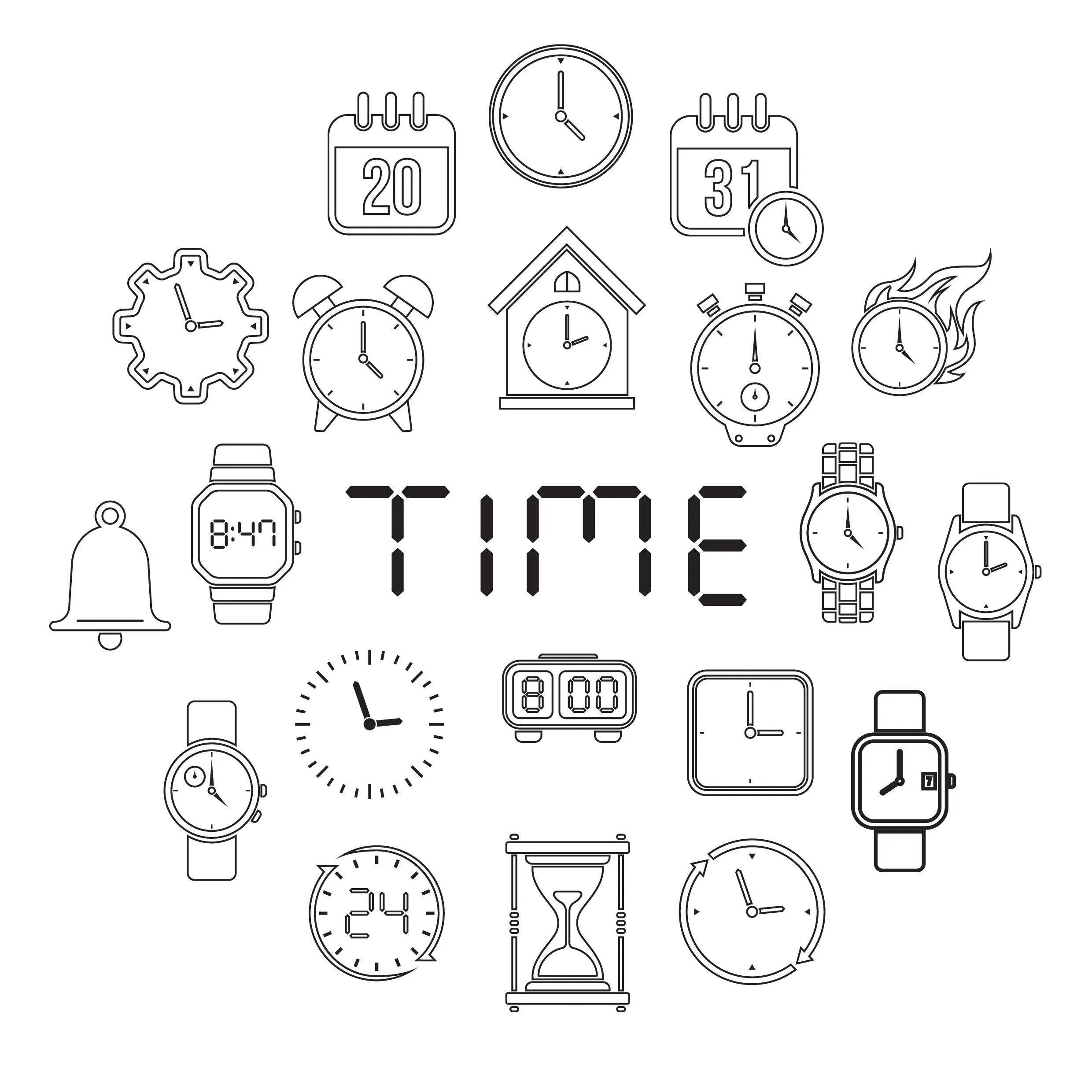 A set of time icons