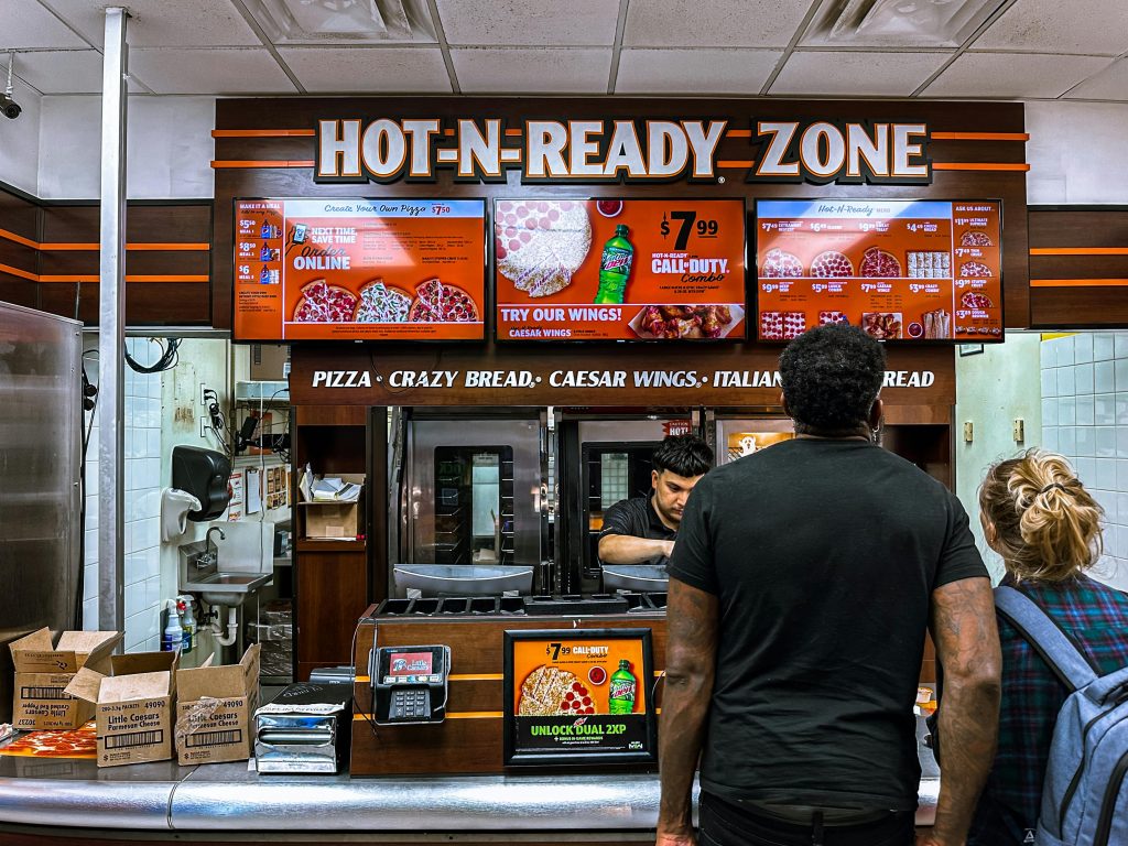 Digital signage at an eatery increases sales compared with traditional hand written or printed signs.