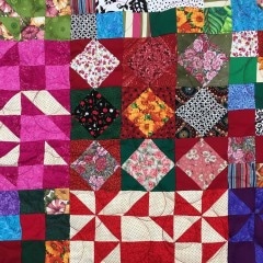 Detalje billede af sampler quilt