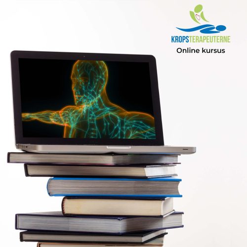 E learning concept. Books stack and an open computer laptop with black blank screen isolated on white background. Vertical photo, copy space, template.