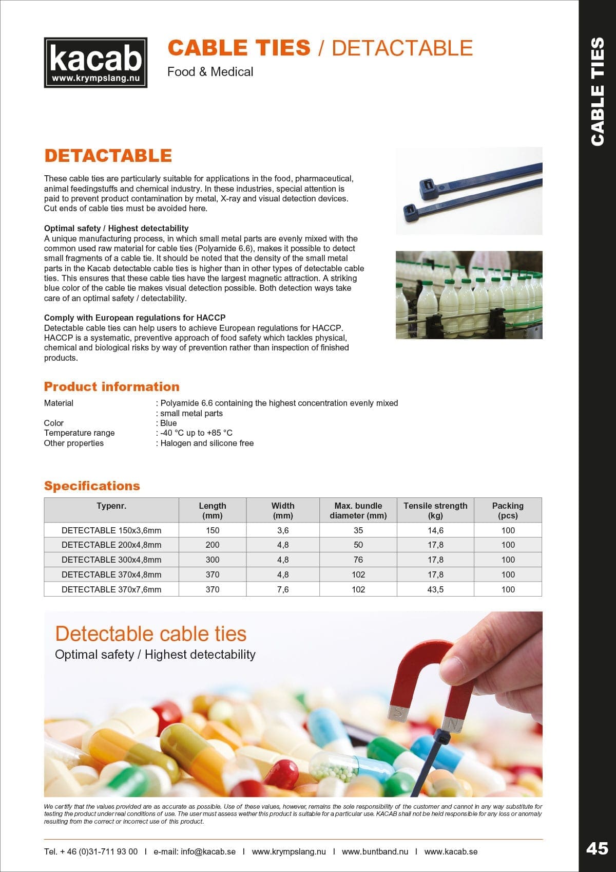 Detactable cable ties