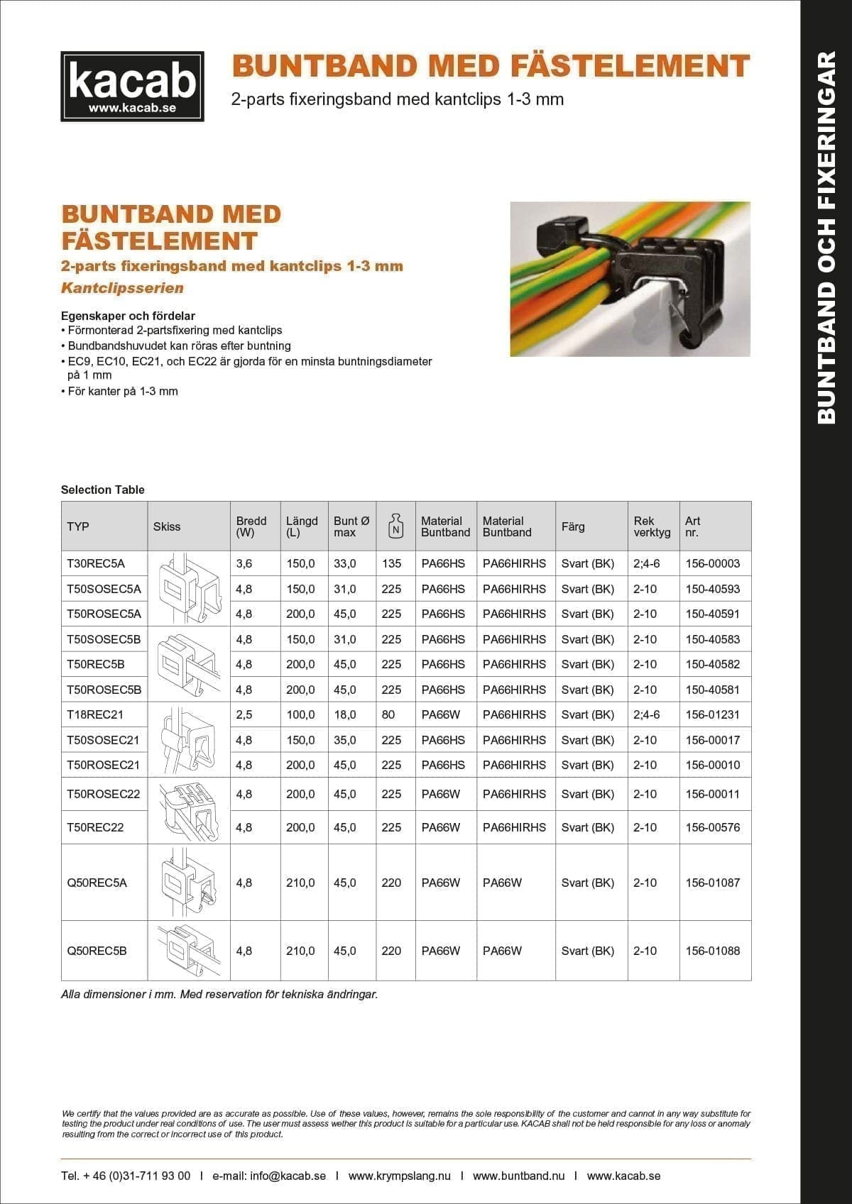 Cable ties with fasteners