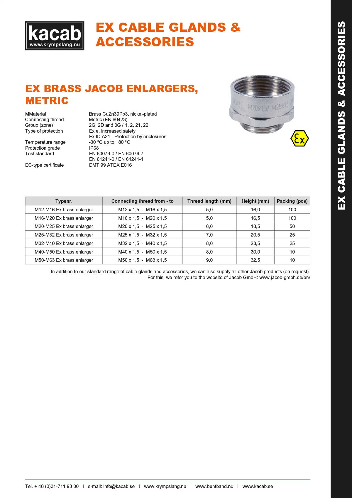 Ex brass Jacob enlargers - Metric