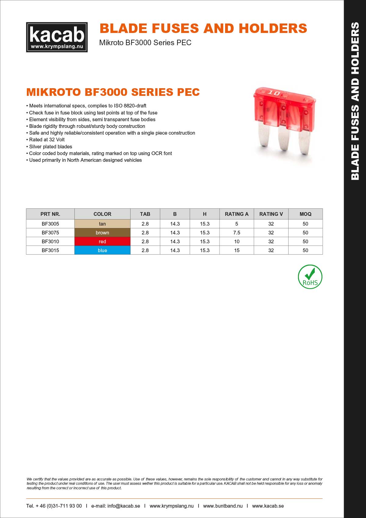 KACAB-MIKROTO BF3000 SERIES PEC