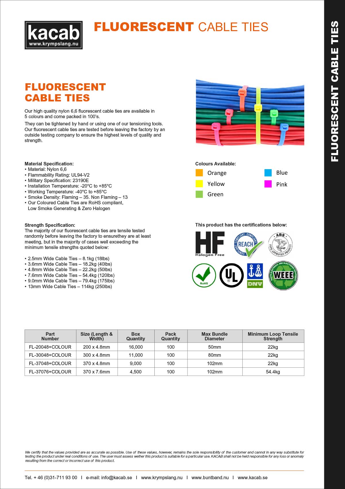 Fluorescent Cable Ties 