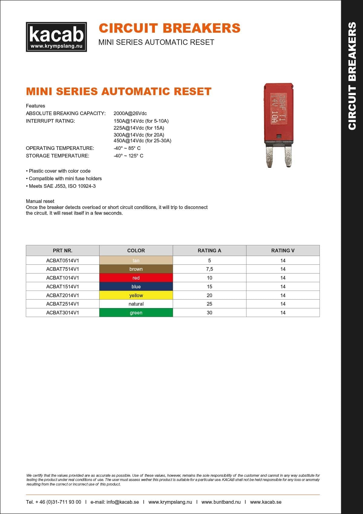 MINI SERIES AUTOMATIC RESET