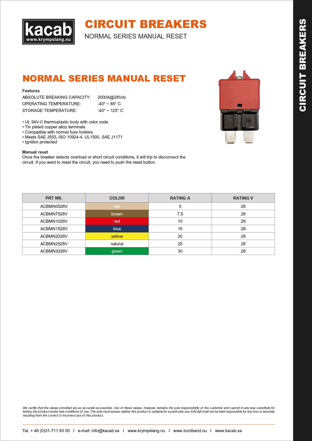 Normal Series Manual Reset