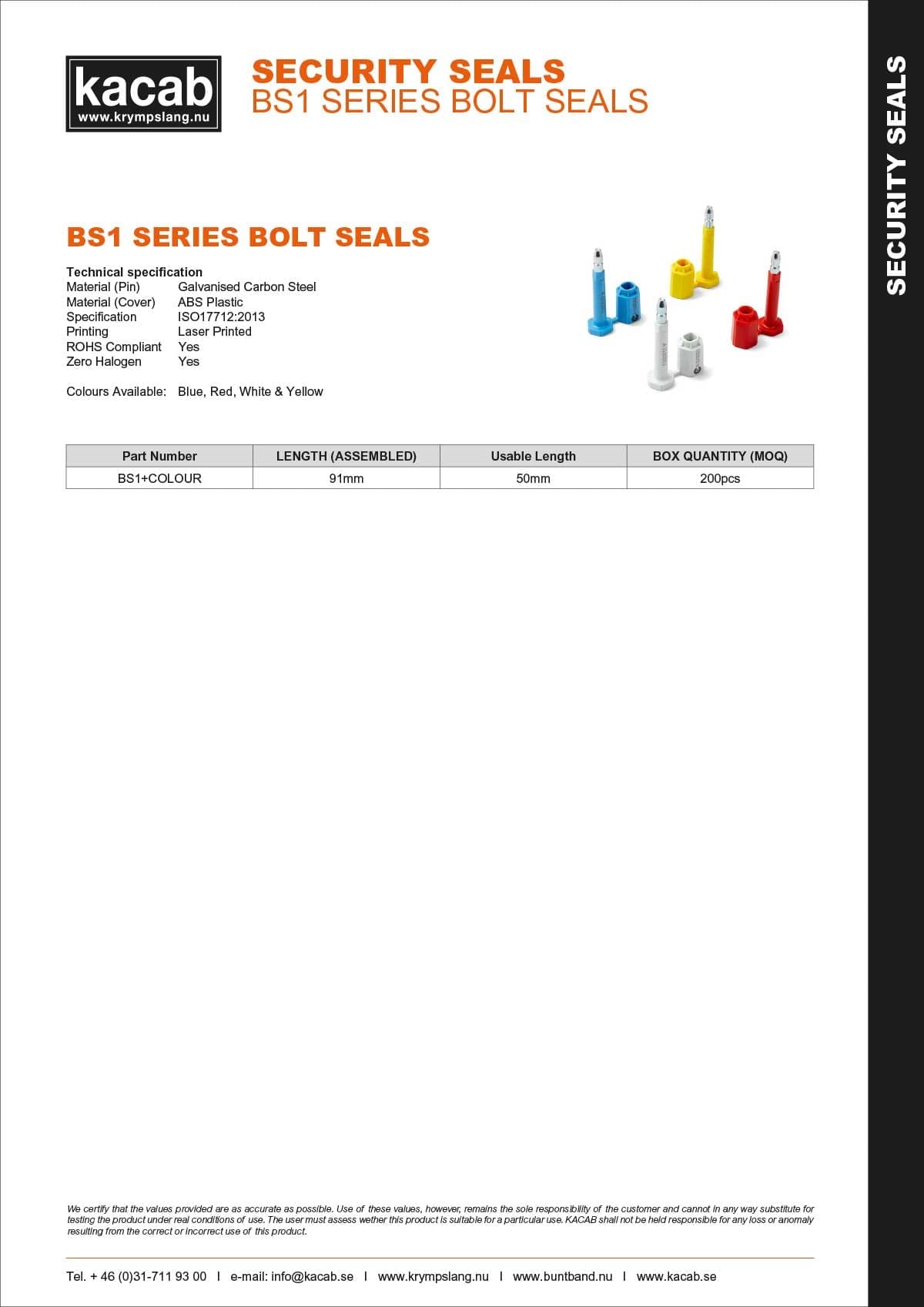 BS1 Series Bolt Seals