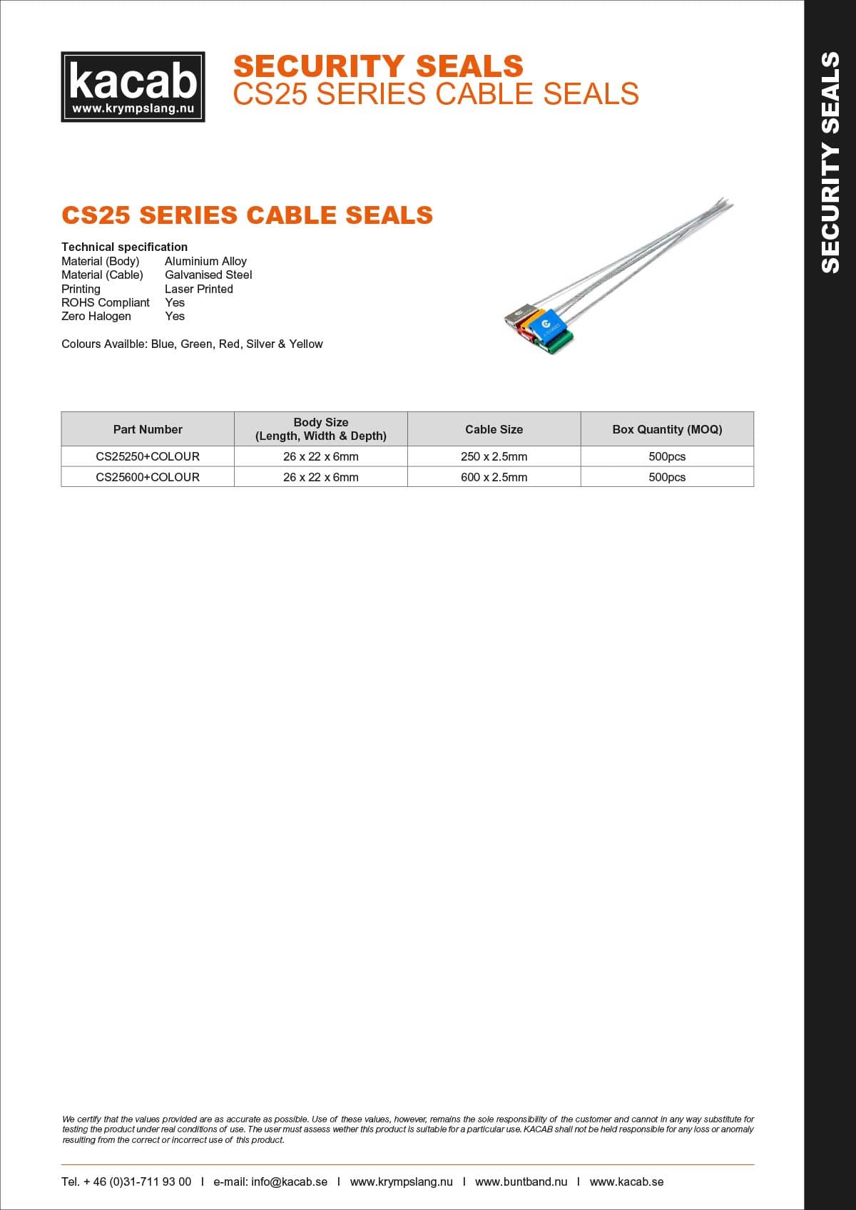 CS25 Series Cable Seals