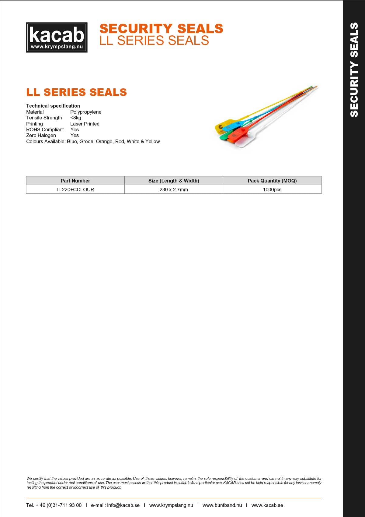 LL Series Seals