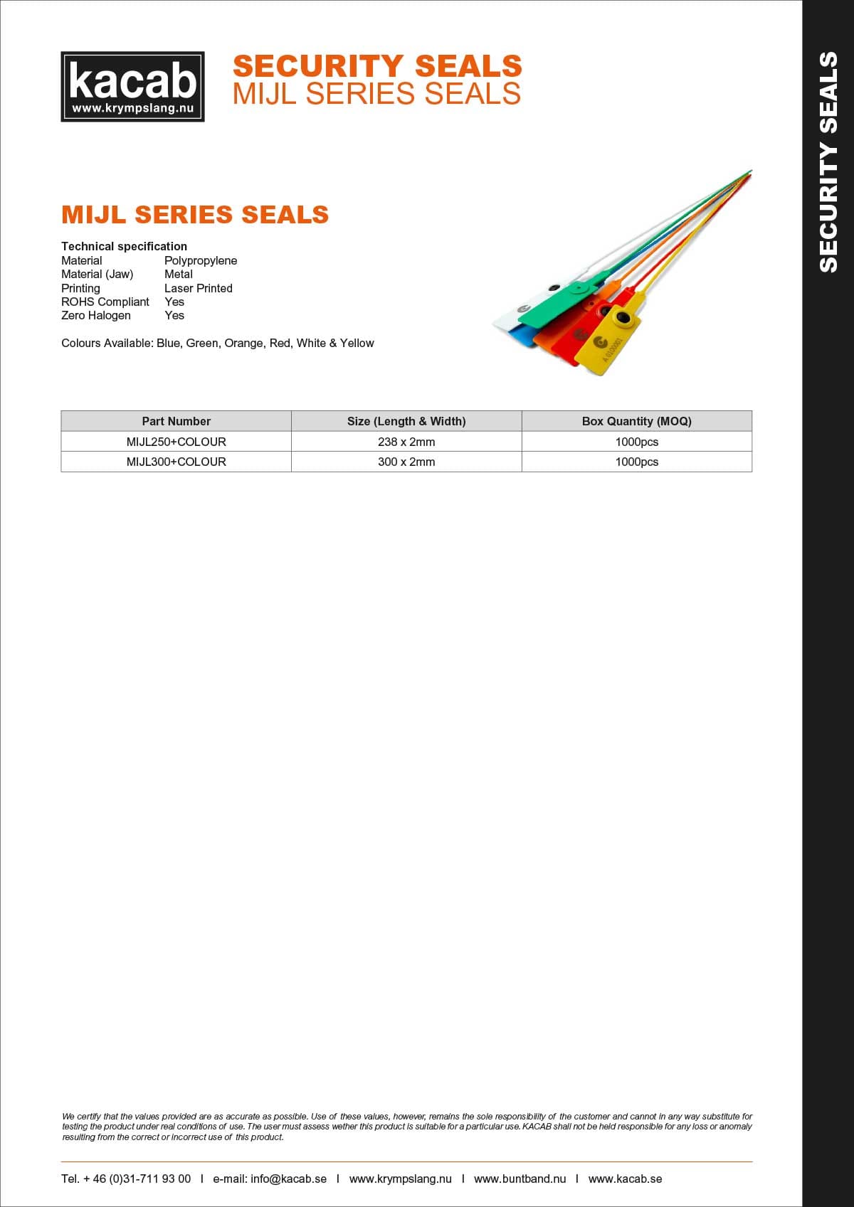 MIJL Series Seals