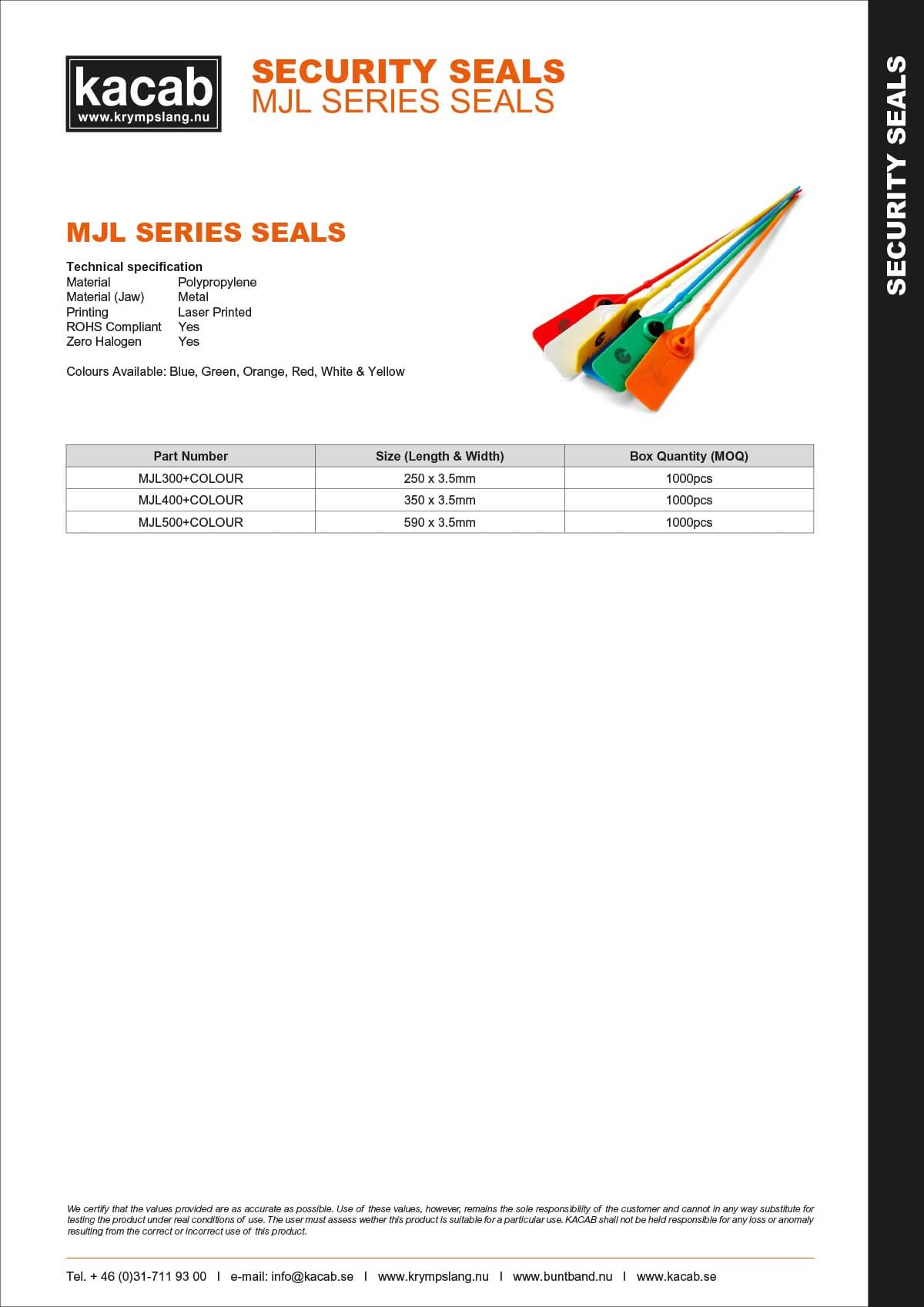 MJL Series Seals