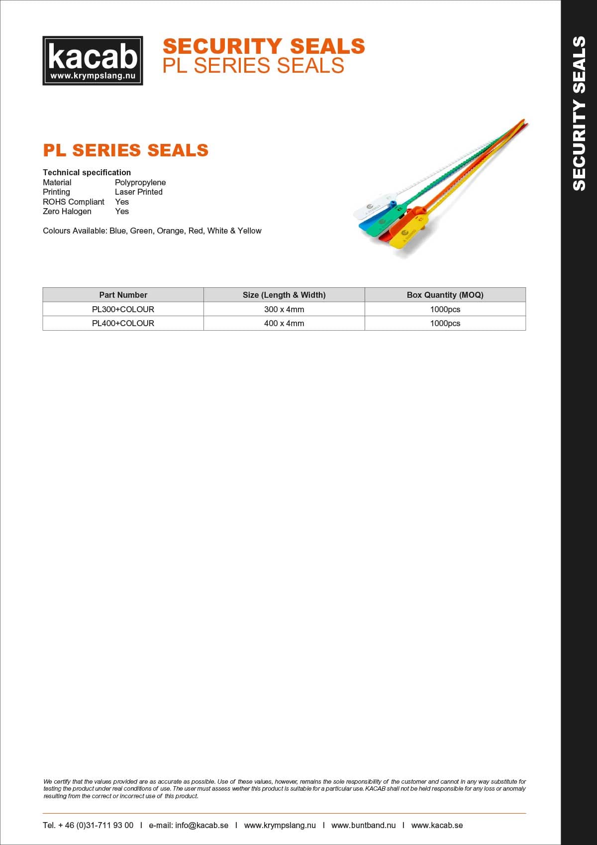 PL Series Seals